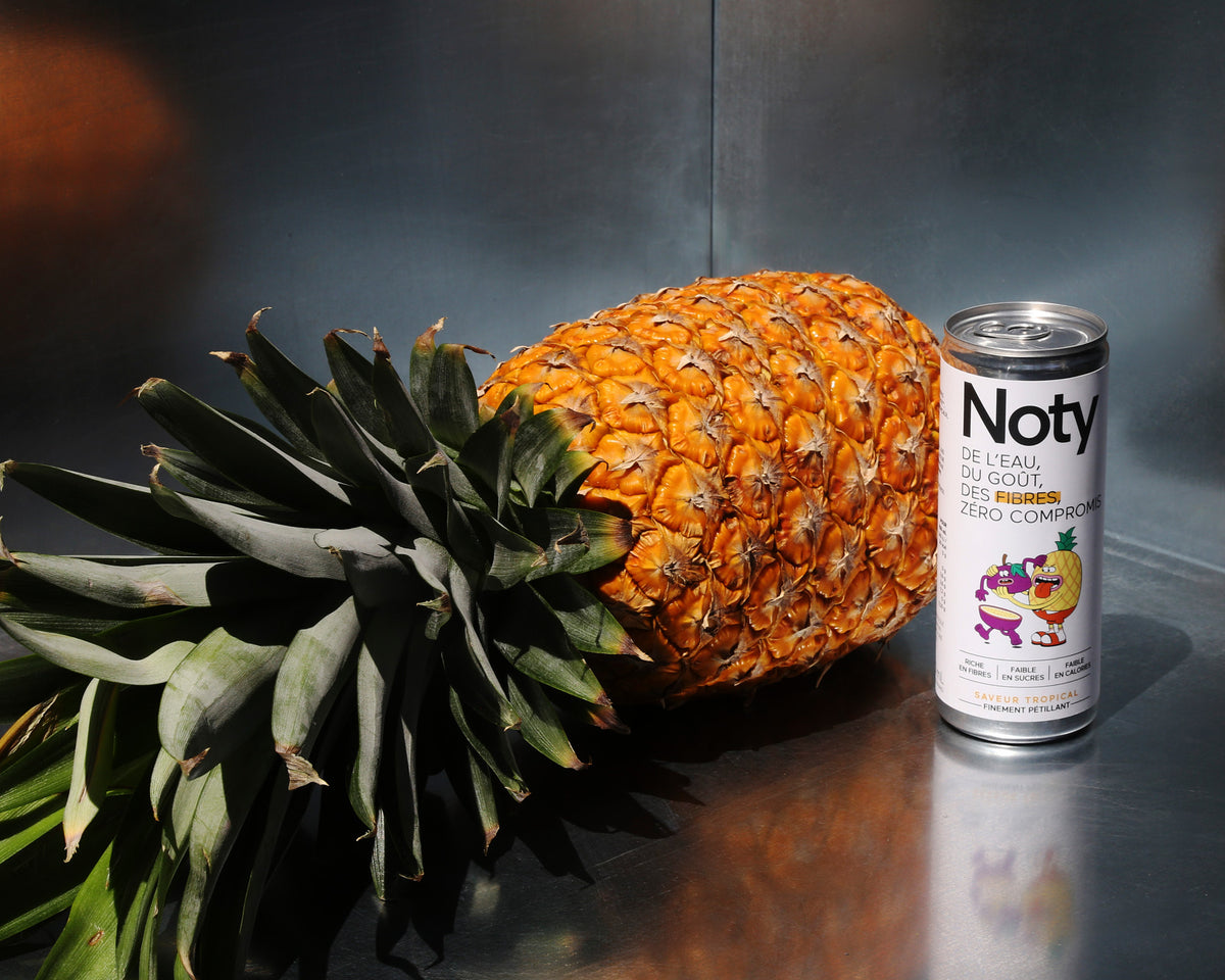 Canette NOTY Tropical à côté d'un ananas